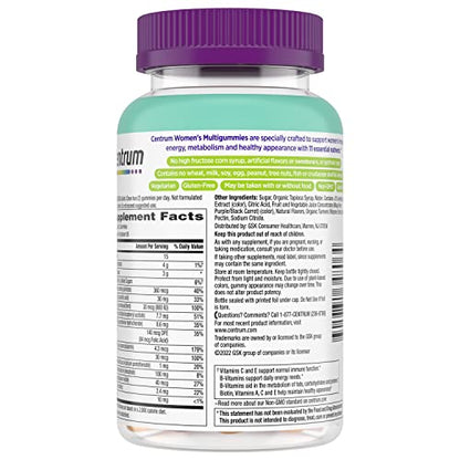 Centrum Women’s Multivitamin Gummies, Immune, Energy, Healthy Appearance Support, 100 Count, 50 Day Supply Centrum