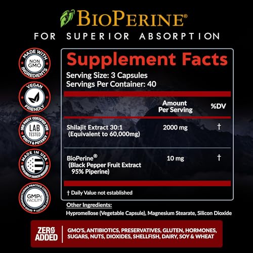 Pure Himalayan Shilajit Capsules Supplement (60,000mg+ Absorption Enhancer+50% Rainbow Nutrients, LLC buy australia supplements