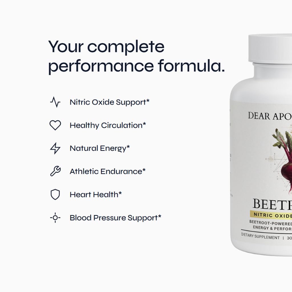 Dear Apothecary Organic Beetroot Capsules | 1300mg Beet Root Powder | Nitric Oxide Precursor | 60 Vegetarian Capsules | Non-GMO, Gluten Free, Vegan Dear Apothecary buy australia supplements