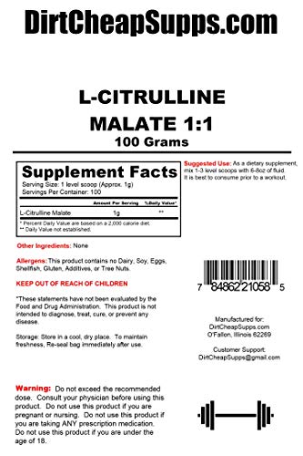 DirtCheapSupps L-Citrulline Malate 1:1 Powder 100g (Unflavored) DirtCheapSupps buy australia supplements