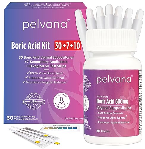 Pelvana Boric Acid Suppositories for Women 30 + 7 Applicators + 10 pH Test Strips Pelvana buy australia supplements