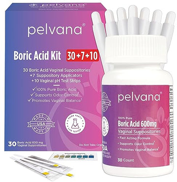 Pelvana Boric Acid Suppositories for Women 30 + 7 Applicators + 10 pH Test Strips Pelvana buy australia supplements