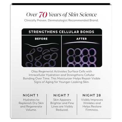 Olay Night Cream for Face, Anti-Aging Face Moisturizer for Women - Fragrance-Free Skin Care, Anti-Wrinkle, Exfoliate, Smooths Texture Olay