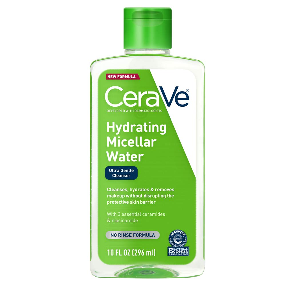CeraVe Micellar Water, Hydrating Facial Cleanser & Eye Makeup Remover with Niacinamide, Ceramides & Glycerin CeraVe