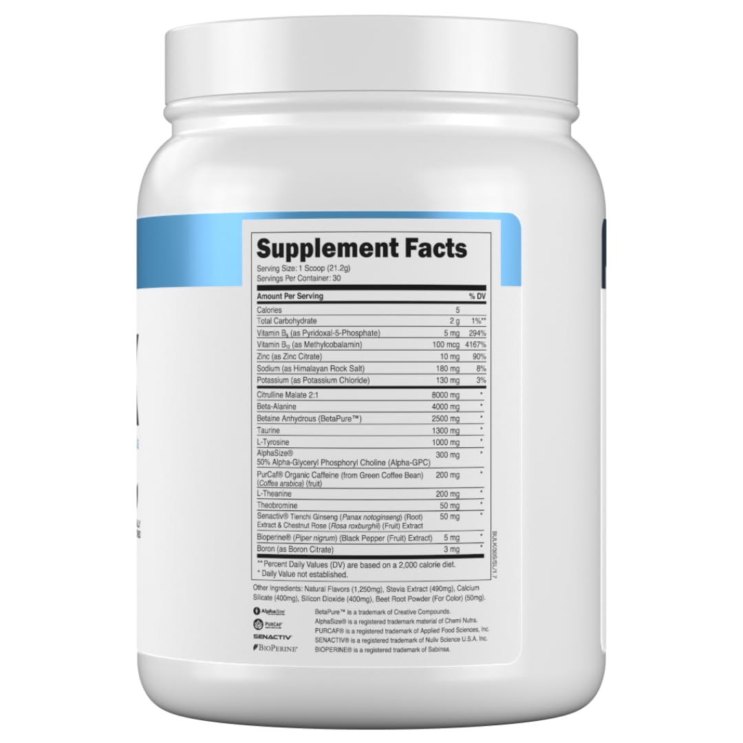 Transparent Labs Bulk Pre Workout Powder - Naturally Sweetened Preworkout for Men & Women, Pre Work Out for Muscle Building & Strength w/Beta Alanine & BetaPure - 30 Servings, Strawberry Lemonade