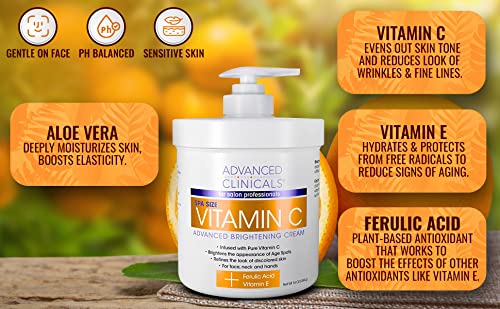 Advanced Clinicals Vitamin C Cream. Advanced Brightening Cream. Anti-aging cream Advanced Clinicals buy australia supplements