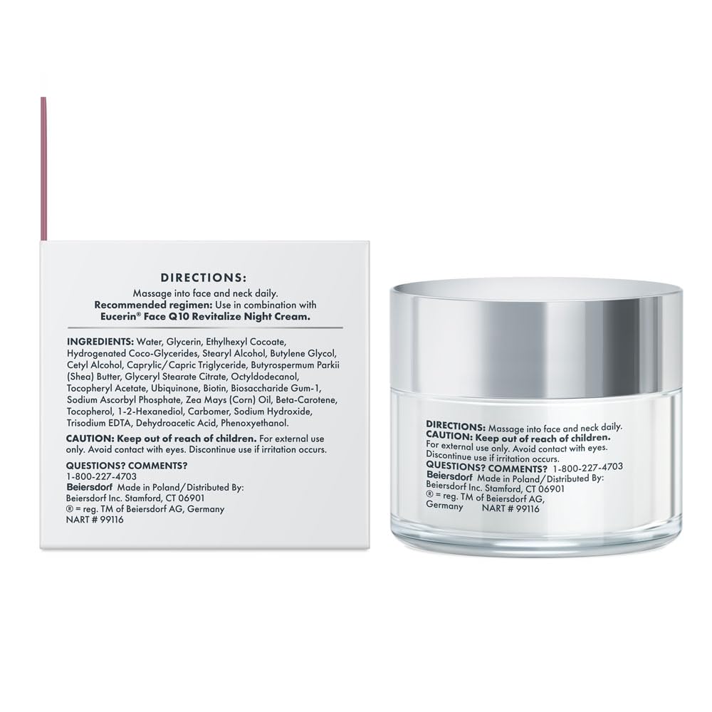 Eucerin Q10 Anti-Wrinkle Face Cream, Unscented Face Cream for Sensitive Skin, 1.7 Oz Jar Eucerin