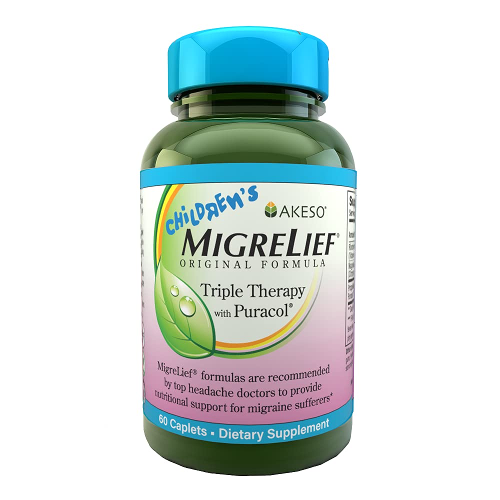 Children's MigreLief® - Triple Therapy with Puracol™ - Nutritional Support for Pediatric Migraine Sufferers - 60 Caplets/1 Month Supply MigreLief buy australia supplements