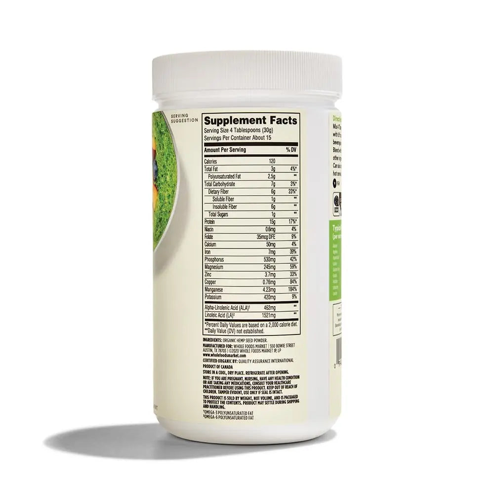 365 by Whole Foods Market, Organic Hemp Protein Powder Unflavored, 16 oz 365 by Whole Foods Market