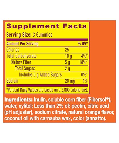 Metamucil Fiber Gummies for Adults, No Sugar Added Orange Flavor, 5g Prebiotic Plant Based Fiber Supplement Blend, 120 Count Metamucil
