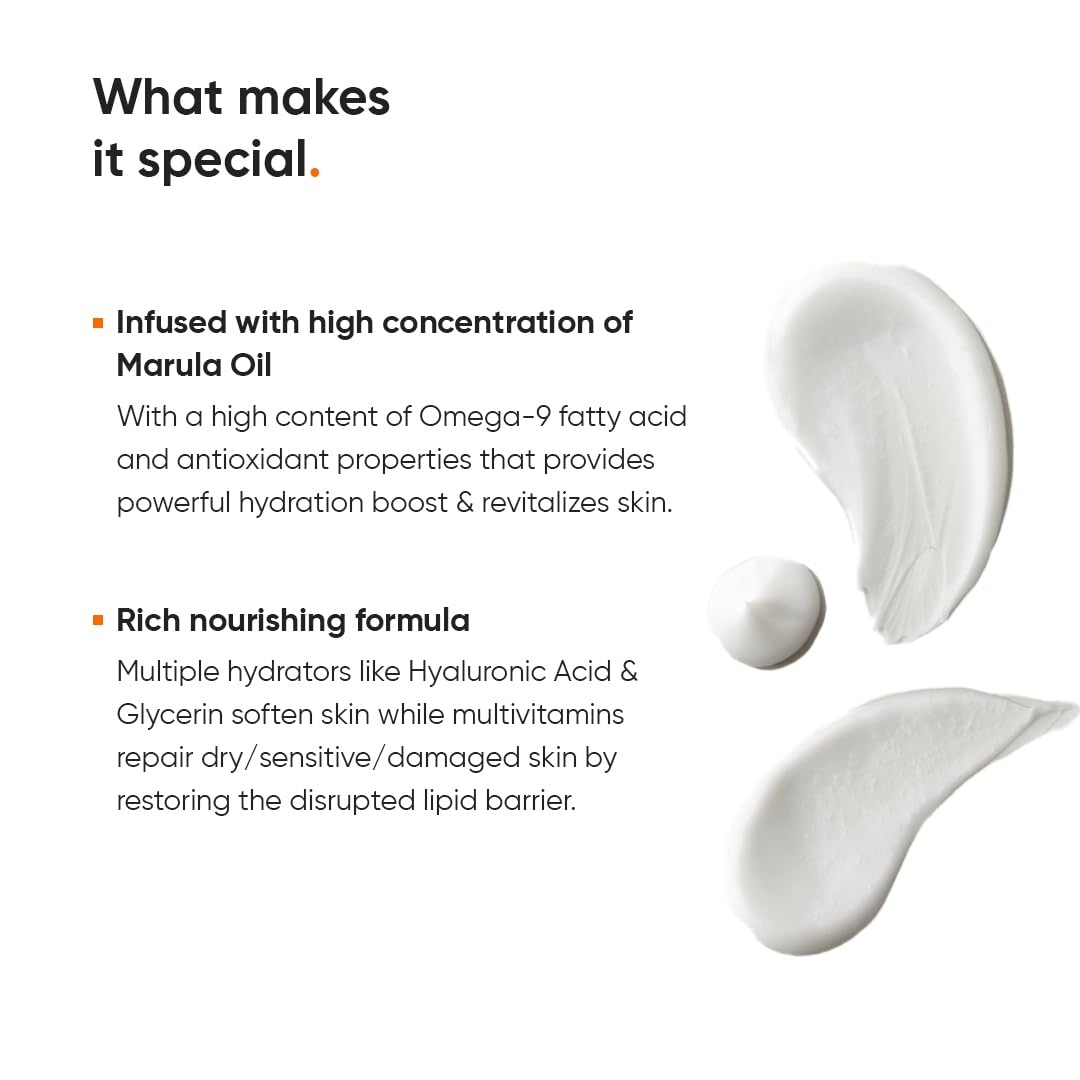 Minimalist Marula Oil 5% Face Moisturizer for Dry, Dehydrated, Flaky Skin | With Hyaluronic Acid, Vitamin E, Vitamin F for Barrier Repair & Hydration | For Women & Men | 1.7 Oz / 50 gm Minimalist