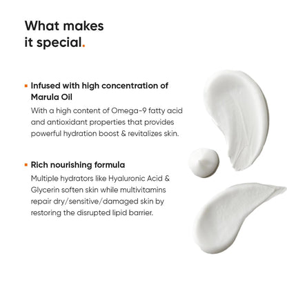 Minimalist Marula Oil 5% Face Moisturizer for Dry, Dehydrated, Flaky Skin | With Hyaluronic Acid, Vitamin E, Vitamin F for Barrier Repair & Hydration | For Women & Men | 1.7 Oz / 50 gm Minimalist
