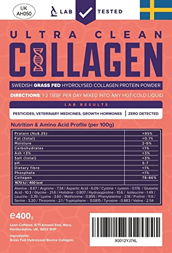 Clean & Pure Collagen Powder, Lab Tested Bovine Peptides with No or Zero Growth Hormones, Pesticides or Vet Meds - 400g Lean Caffeine buy australia supplements