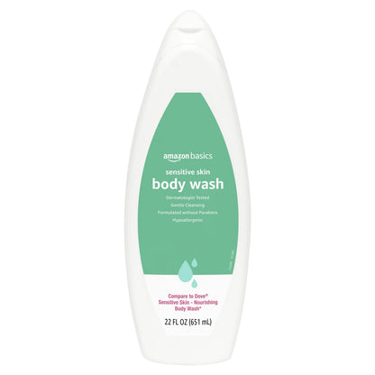 Amazon Basics Hypoallergenic Body Wash for Sensitive Skin, Creamy Lather, Paraben Free, 22 fl oz (1-Pack) Amazon Basics