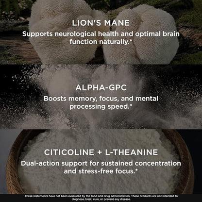 The Genius Brand Mood + Focus Nootropic – 400mg Organic Lion’s Mane, Alpha GPC & Citicoline – Memory & Focus Supplement – 30 Servings The Genius BrandBuy Supplements Australia