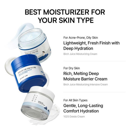 ROUND LAB Birch Juice Moisturizing Cream 2.7 Fl Oz, 48-Hour Deep Hydrating Face Moisturizer with Birch Sap & Vita Hyaluronic Acid for Acne-Prone Skin ROUND LAB