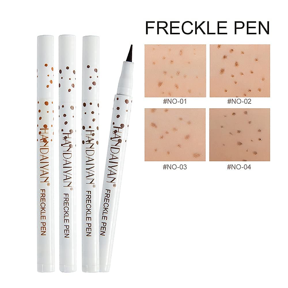 Freckle Pen 4 Colors Available, Natural Lifelike Freckle Makeup Pen, Waterproof Long Lasting Quick Dry - Light Brown, Natural Coffee, Chestnut, Dark Brown Equusecured
