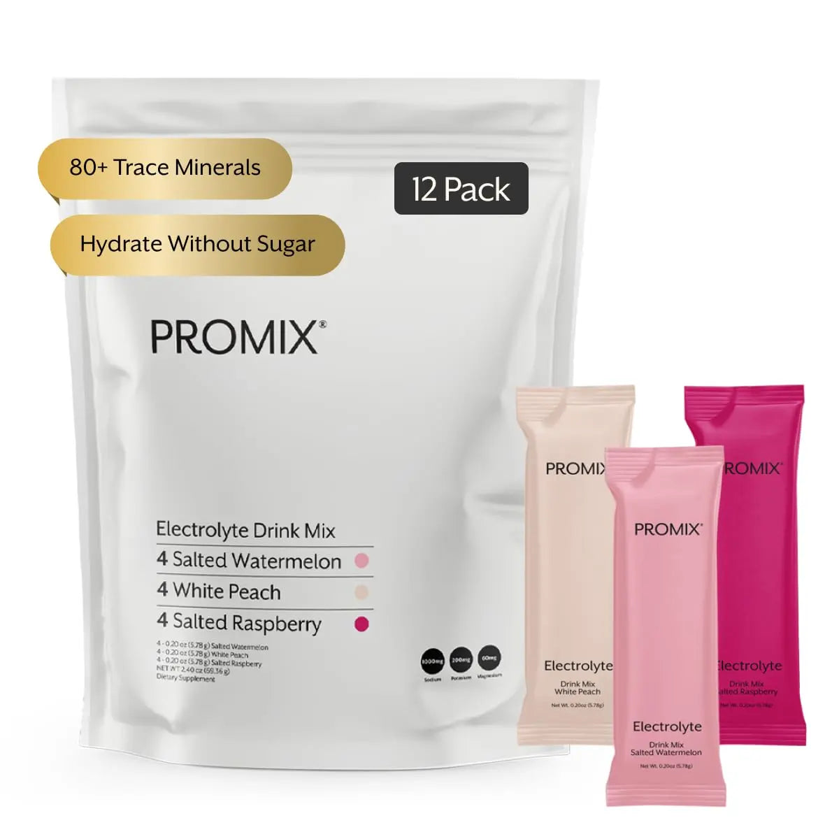 ProMix Nutrition Electrolytes Powder Hydration Packets - Himalayan Pink Salt, Magnesium, Potassium, Vitamin C - Variety Pack, Lightly Sweetened - 12 Servings (Pack of 12) ProMix Nutrition
