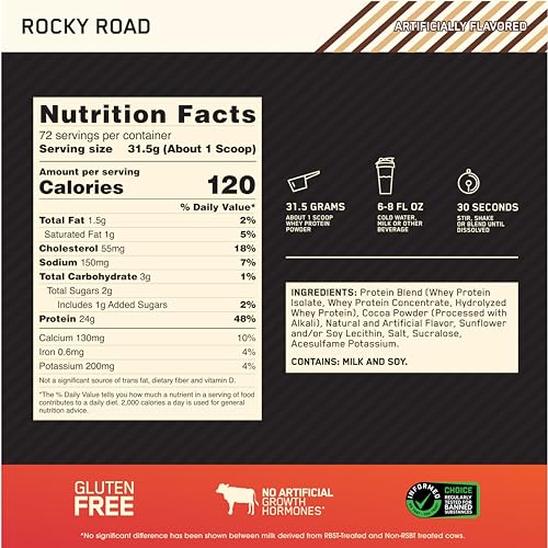 Optimum Nutrition Gold Standard 100% Whey Protein Powder, Rocky Road, 5 Pound Optimum Nutrition buy australia supplements