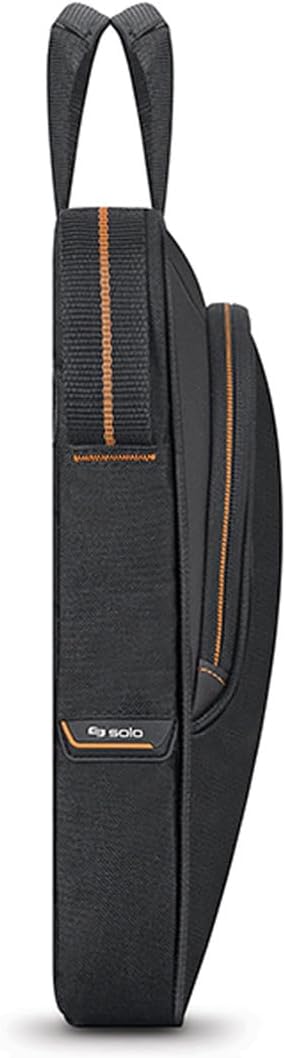Solo New York Briefcase - 13.3" Laptop Carrying Bag for Women & Men, Brief for Travel & Work - Ace Slim, Black & Orange Gsupps Australia