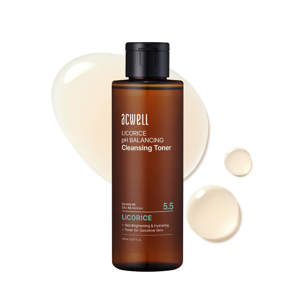 ACWELL Licorice pH 5.5 Balancing Cleansing Toner - Alcohol-Free Korean Face Toner, Hydrating Clarifying Formula for Dull and Combination Skin, 5.07 fl oz ACWELL