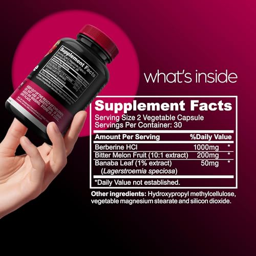 1000mg Berberine Supplement Capsules with Bitter Melon and Banaba Leaf - 30 Servings Artnaturals Store buy australia supplements