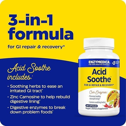 Enzymedica Acid Soothe Supplement for Women & Men - 90 Capsules Gsupps Australia
