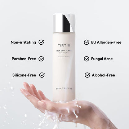TIRTIR Milk Skin Rice Toner - Deep Moisturizing, Hydrating and Refreshing for face, Niacinamide, Ceramide, Rice Bran Extract, Nature-Oriented Ingredients, Korean Skin Care, Vegan, 150ml / 5.07 fl.oz. TIRTIR