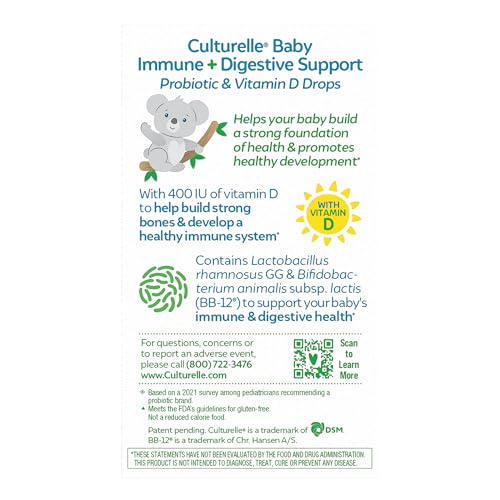 Culturelle Baby Probiotic Drops + Vitamin D, Immune & Digestive Health Support for Babies, Infants & Newborns 0-12 Months Culturelle