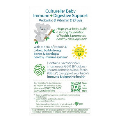 Culturelle Baby Probiotic Drops + Vitamin D, Immune & Digestive Health Support for Babies, Infants & Newborns 0-12 Months Culturelle