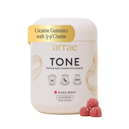Arrae Tone Gummies – Creatine Monohydrate 5g for Women – Support Lean Muscle, Strength & Recovery – Hormone-Friendly Muscle Toning Supplement – Mixed Berry Flavor – 90 Count
