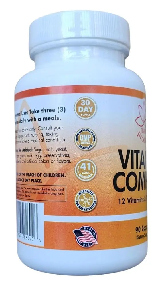 Vitamin Complex Multivitamins and Multiminerals - 12 Vitamins and 14 Minerals, Vitamin A C D3 E B1 B2 B3 B5 B6 B9 B12 H and Minerals Main Products buy australia supplements