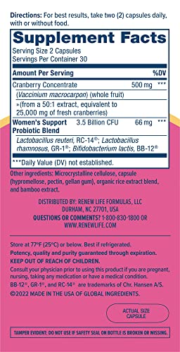 Renew Life Women's Wellness Vaginal and Urinary Probiotic and Cranberry Supplement Renew Life buy australia supplements