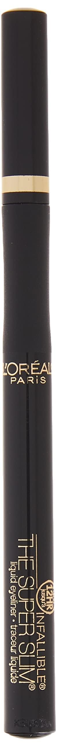 L'Oreal Paris Makeup Infallible Super Slim Long-Lasting Liquid Eyeliner, Ultra-Fine Felt Tip, Quick Drying Formula, Glides on Smoothly, Black, Pack of 1 L'Oreal Paris
