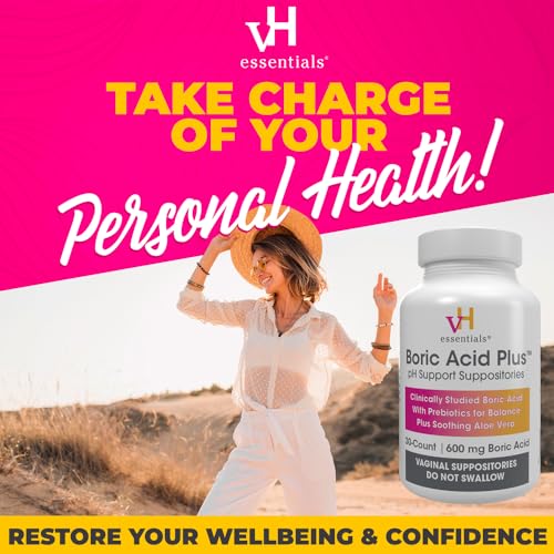 vH essentials Boric Acid Plus Vaginal Suppositories, Prebiotic Infused with Soothing Aloe Vera, pH vH essentials buy australia supplements