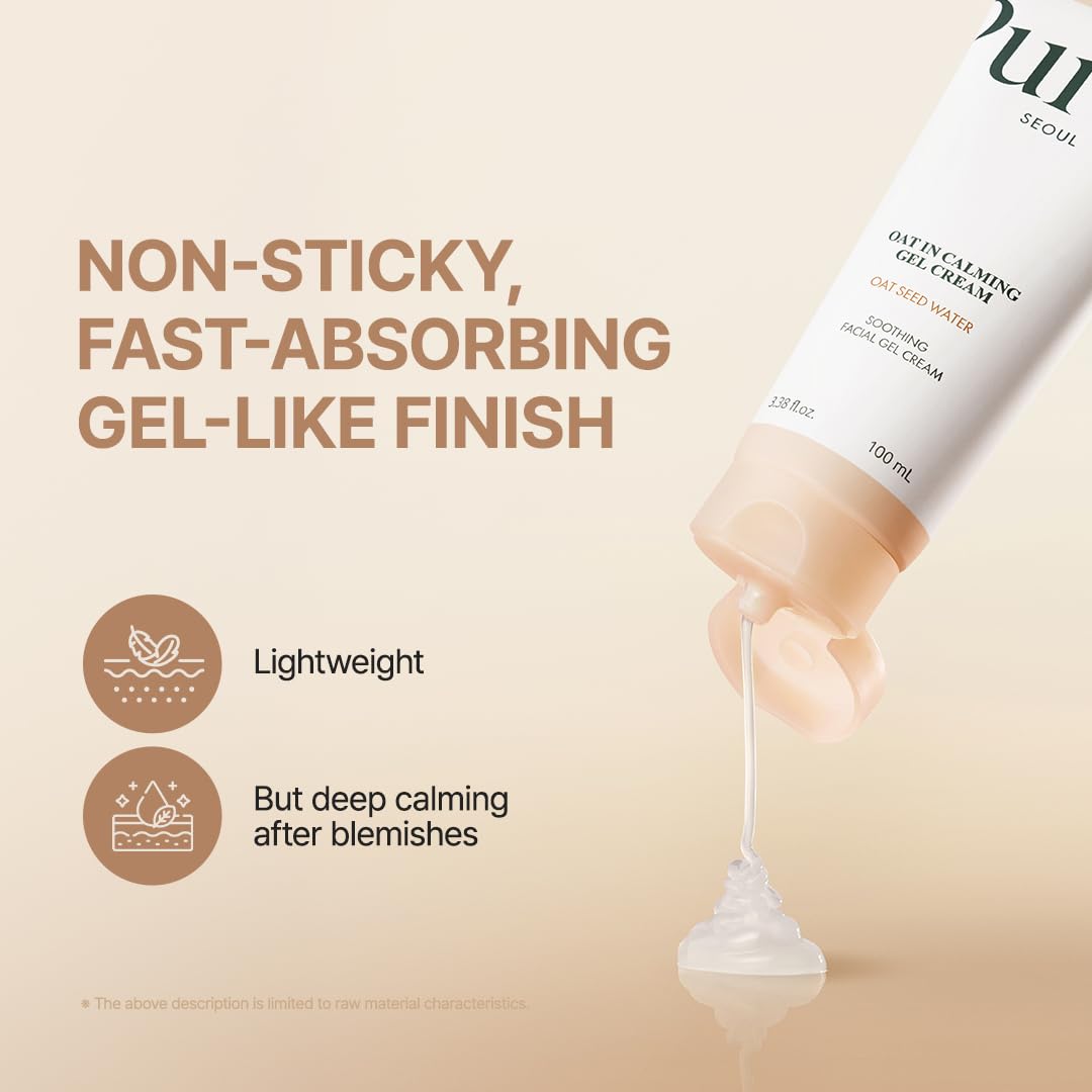 PURITO Oat In Calming Gel Cream, Non-Comedogenic, 77% Oat Seed Water Lightweight Water-Gel Face Moisturizer PURITO
