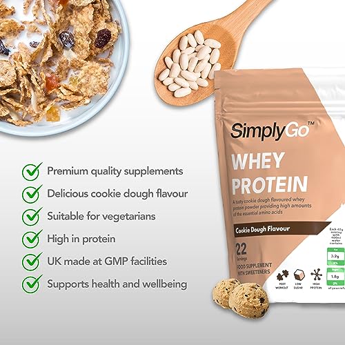 SimplyGo Whey Protein Powder | 900g | Simply Add 30g to Water, Juice or Shakes (Cookie Dough) Simply Supplements buy australia supplements