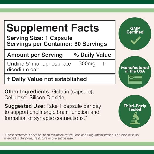 Uridine Monophosphate - Third Party Tested (Choline Enhancer, Beginner Nootropic) Double Wood Supplements buy australia supplements