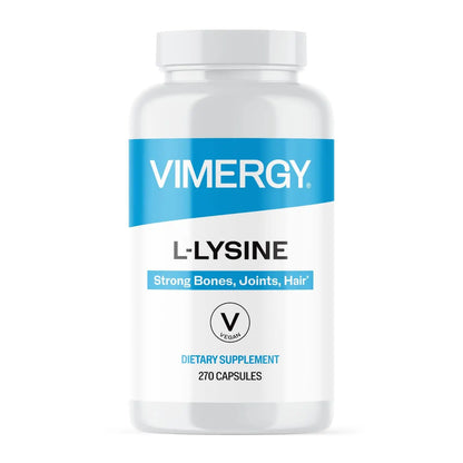Vimergy L-Lysine – Promotes Healthy Skin, Hair & Nails* – Supports Healthy Metabolism* – Vegan, Non-GMO & Gluten-Free – 270 Capsules Vimergy
