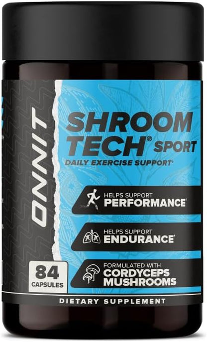 ONNIT Shroom Tech Sport Daily Exercise Support Capsules, Pre Workout Supplement with Cordyceps Mushrooms, Dietary Supplement for Daily Energy Support, 84 Count