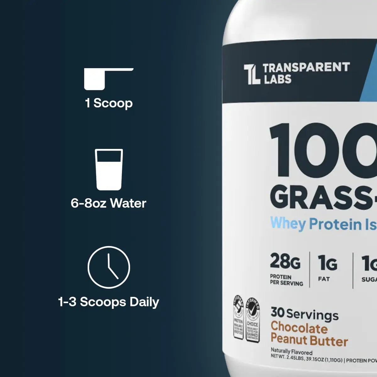 Transparent Labs Grass-Fed Whey Protein Isolate - Natural Flavor, Gluten Free Whey Protein Powder w/ 28g of Protein per Serving Transparent Labs