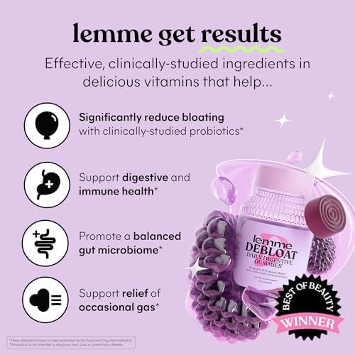 Lemme Debloat and Burn - Metabolism, Bloat Support, Gut Health & Weight Management with Clinically Studied Probiotics, Prebiotics, Green Tea Extract, Vitamins B6 & B1 - Gluten-Free, 60 Count Ea