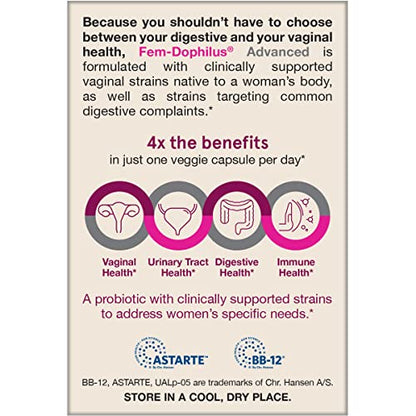 Jarrow Formulas Fem-Dophilus Advanced Vaginal & Digestive Probiotics 10 Billion CFU with 6 Science Backed Strains, for Vaginal, Urinary Tract Jarrow Formulas