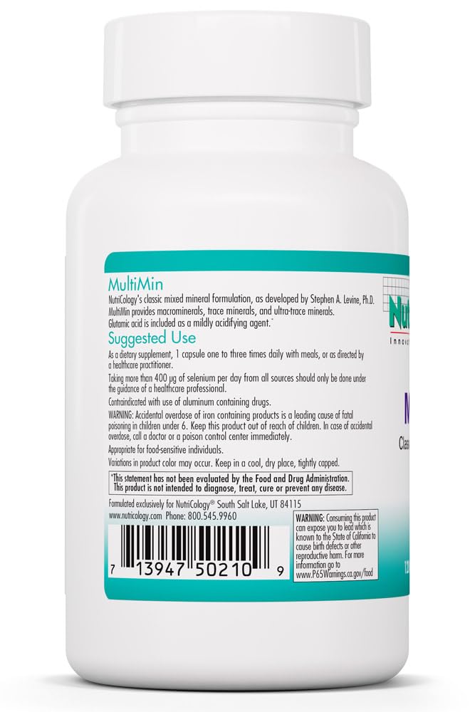 NutriCology MultiMin - Essential Mineral Blend with Macro Trace & Ultra Trace Minerals - Supports Mineral Balance Absorption & Cellular Function - 120 Servings - 120 Vegetarian Capsules Allergy Research Group buy australia supplements