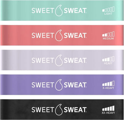 Sweet Sweat Mini Loop Resistance Bands - Set of 5 | Exercise Hip Booty Bands for Squats, Lunges, Physical Therapy, Yoga, Pilates, Rehab & Home or Gym Workouts Gsupps Australia