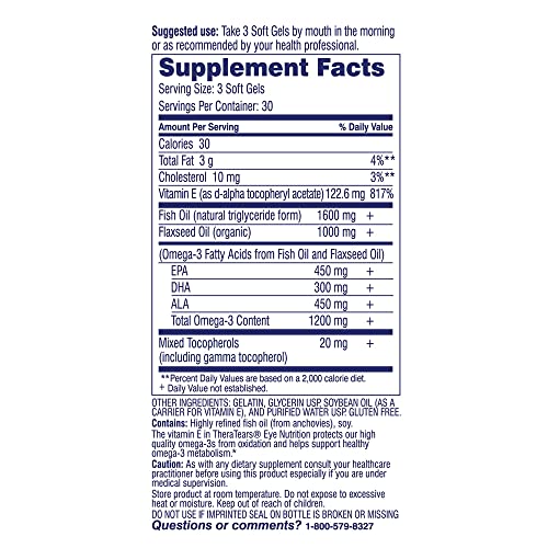 TheraTears Omega 3 Supplement, 1200mg, 90 ct (Pack of 1) TheraTears