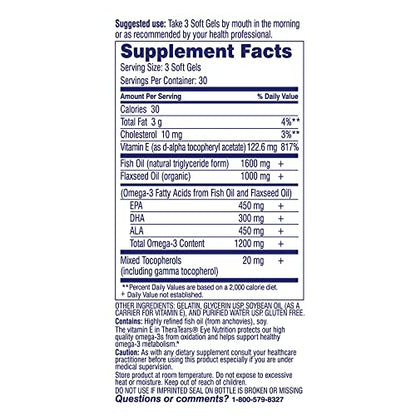 TheraTears Omega 3 Supplement, 1200mg, 90 ct (Pack of 1) TheraTears