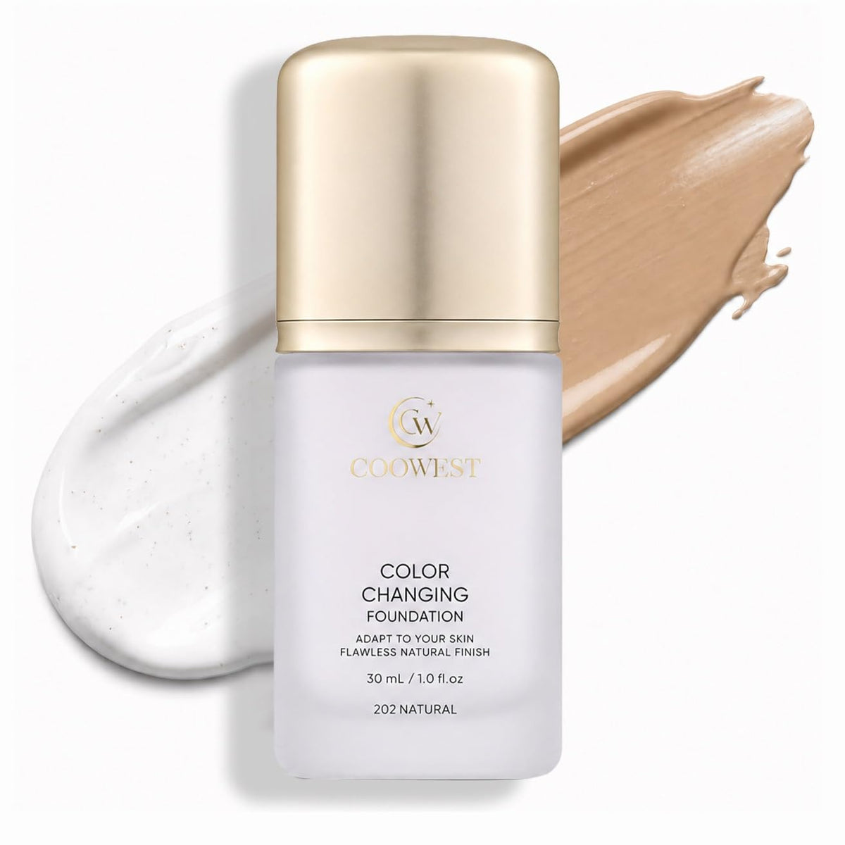 COOWEST Color Changing Foundation for Mature Skin, 4-in-1 Light to Medium Shade-Adapting Skin Tint, Lightweight Hydrating Coverage Liquid Foundation Makeup, Smooth & Blur Finish, 30ml (Medium) Coowest