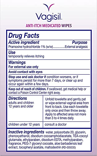 Vagisil Anti-Itch Medicated Wipes, Maximum Strength 12 ea (Pack of 9) Vagisil buy australia supplements