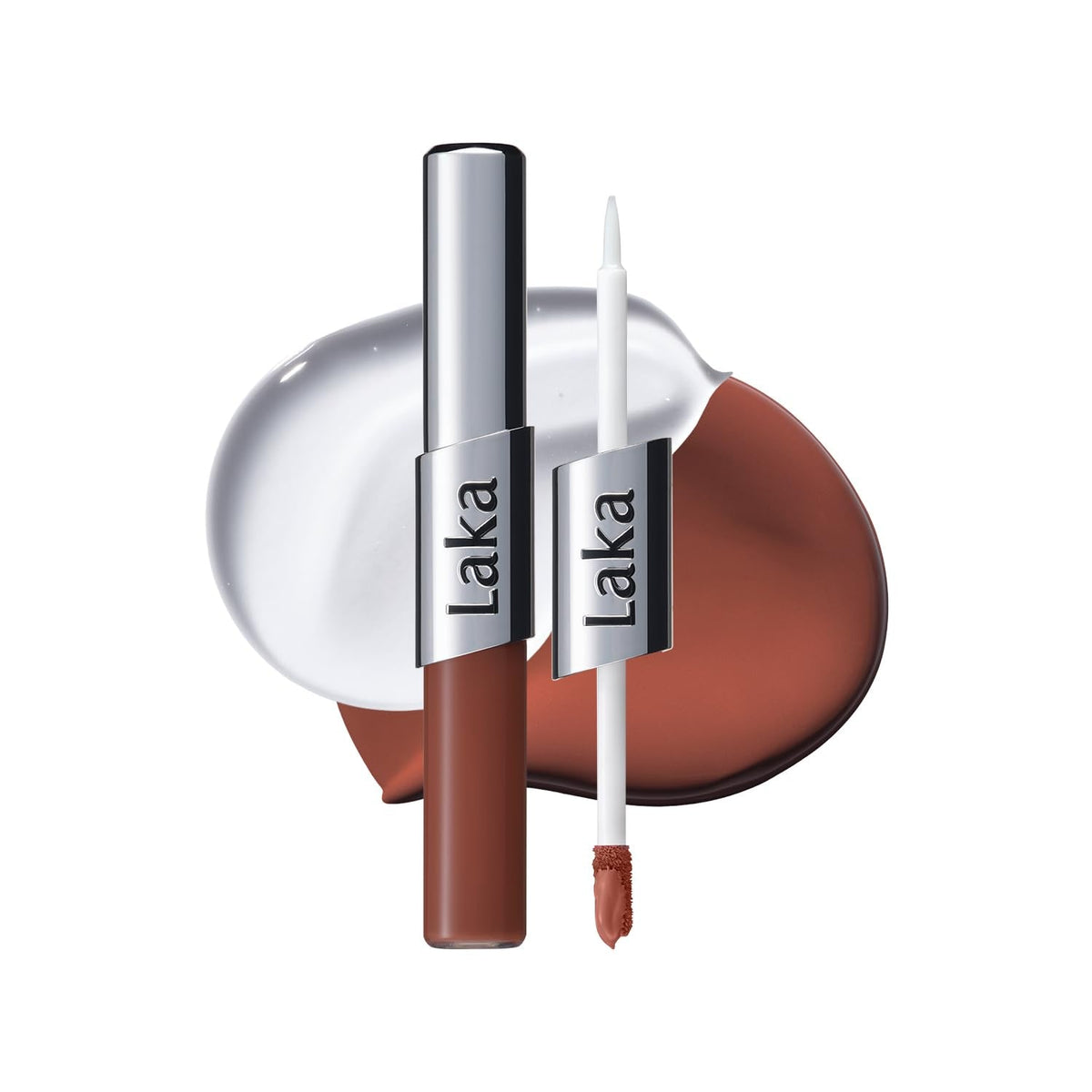 Laka Perfect Twin Lip - Dual-Ended Matte Liquid Lipstick & Clear Gloss | Transfer Proof Color | High Pigmented Lightweight Non-Sticky | Korean Makeup | #908 In Caffeine (Warm Taupe Brown), 0.31oz Laka